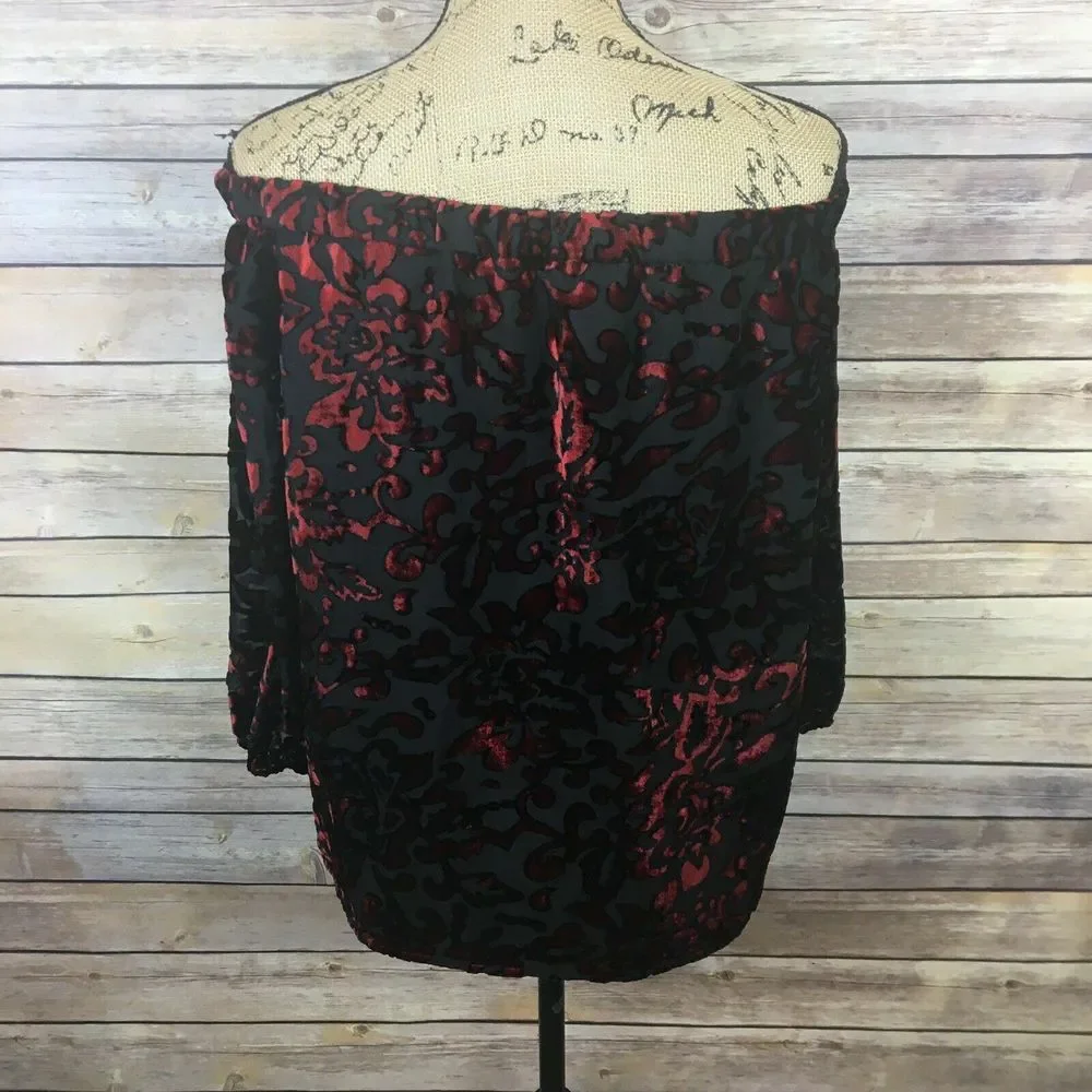 Chico's Off the Shoulder Velvet Top - Size 3 (16/18) NWT - Picture 2 of 2